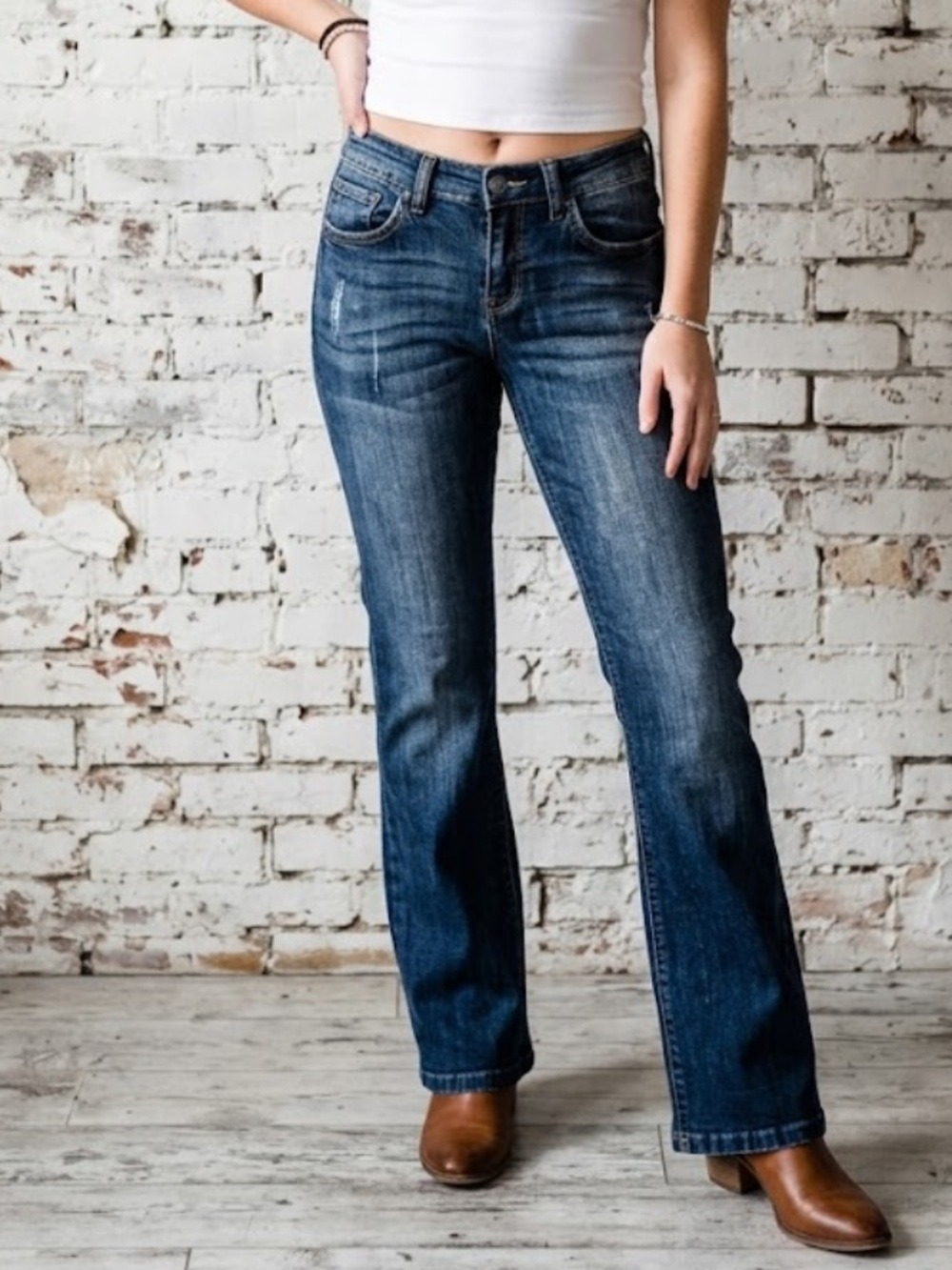 Judy Blue Bootcut Distressed Jeans Style# JB8235DK in Dark Wash -‘Size 27
